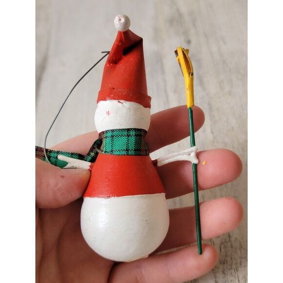 Crate barrel tin snowman broom ornament Xmas decor - Picture 5 of 7